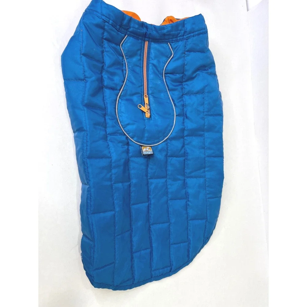Kurgo Loft Dog Jacket Reversible Blue Orange Quilted Puffer Large Reflective